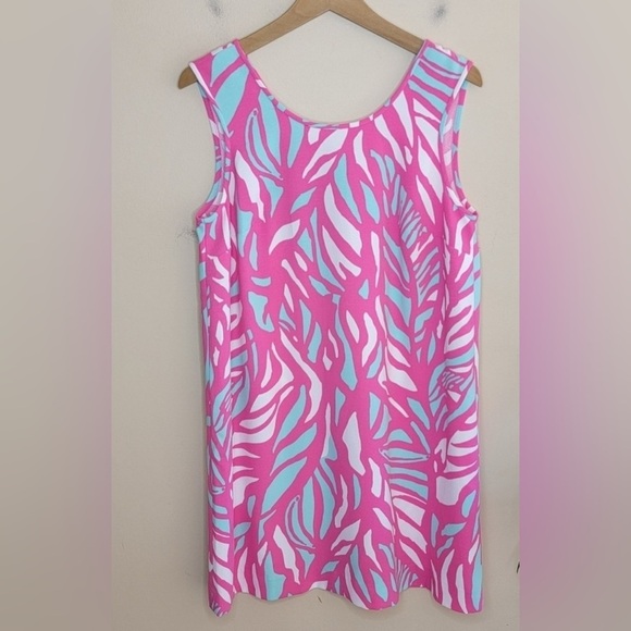 Lilly Pulitzer Sabrina Shift Dress Pink and Teal Patterned - M - Picture 3 of 5